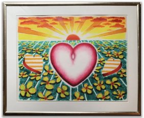 Ed PASCHKE - Heart and Flowers (1972) Painting - Urban Art, Graffiti, Street Art