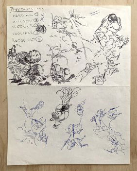 Daniel Johnston "Dead Presidents" 1970's . Urban Art, Graffiti, Street Art