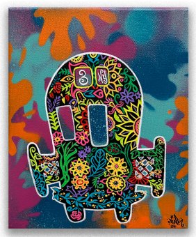 LADY PINK "Psychedelic Train" Painting - Urban Art, Graffiti, Street Art