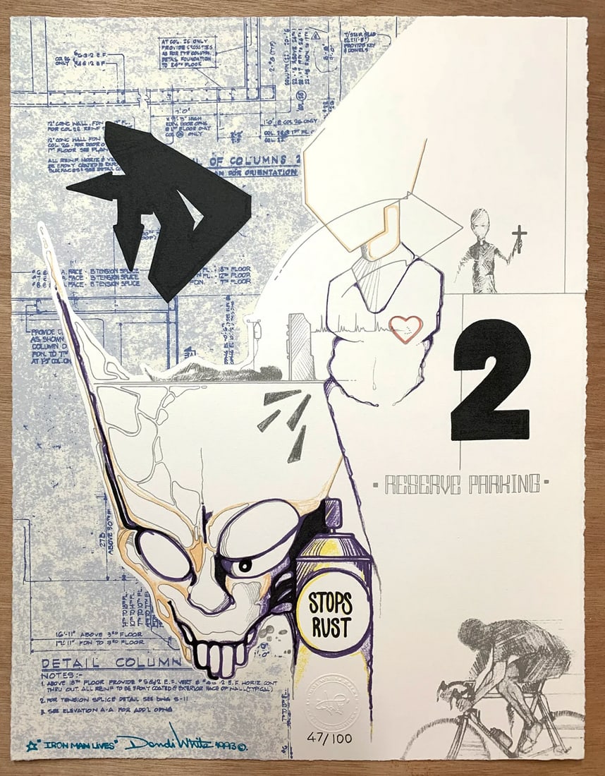 DONDI WHITE - "Iron Man Lives"  Silkscreen print., Urban Art, Graffiti, Street Art (1 of 2)