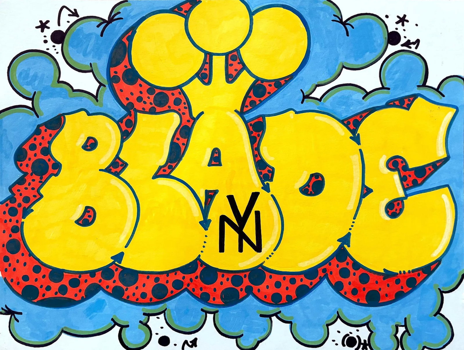 BLADE "NY" Drawing - Urban Art, Graffiti, Street Art: BLADE - "Untitled"- Marker on light card stock, measures 9" x 12" inches . Signed recto, from 2022. Comes with a COA from Dirtypilot.