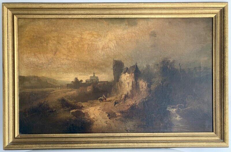 Antique Countryside on Board signed (1 of 9)