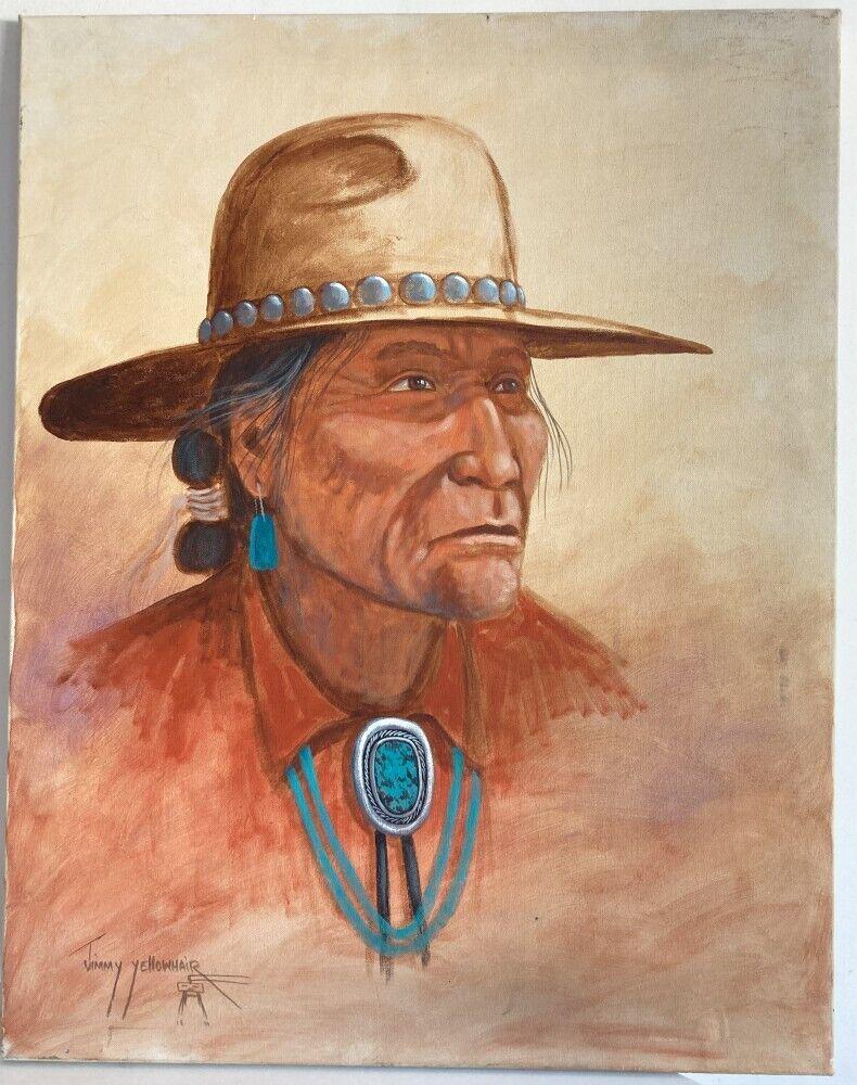 Listed Artist Jimmy Yellowhair Native American Original Oil Painting (1 of 7)