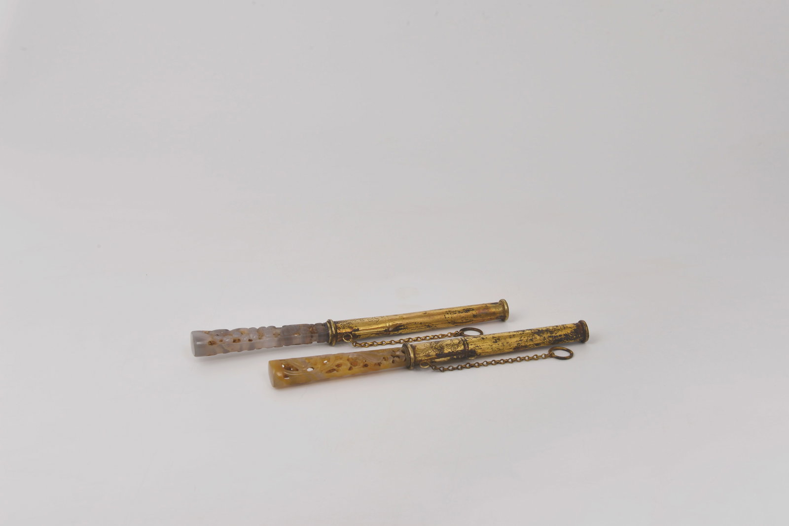 Pair of hunting awl with agate,Gilt silver (1 of 7)