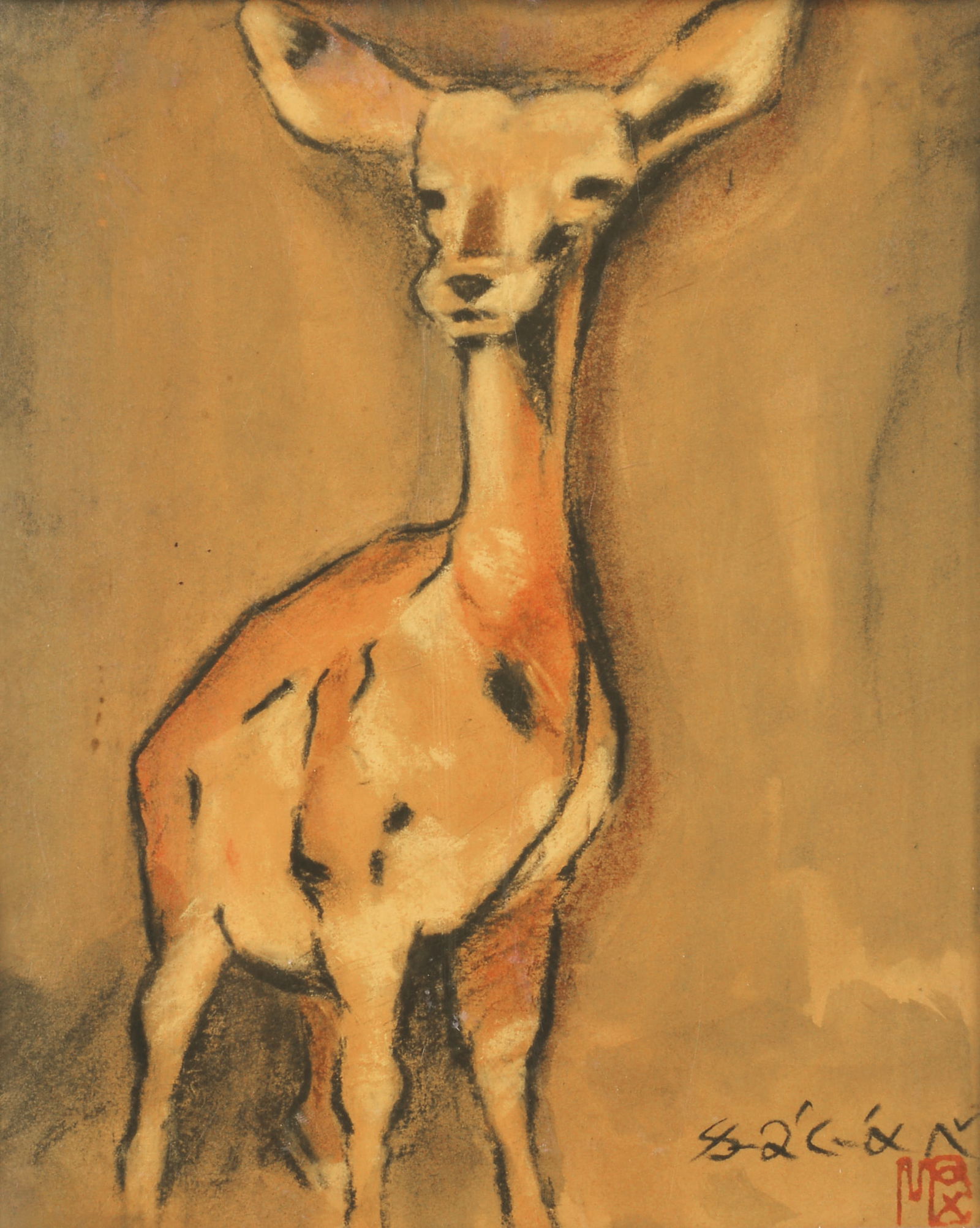 Deer,Max LIU(1912-2002): 劉其偉鹿 with inscription