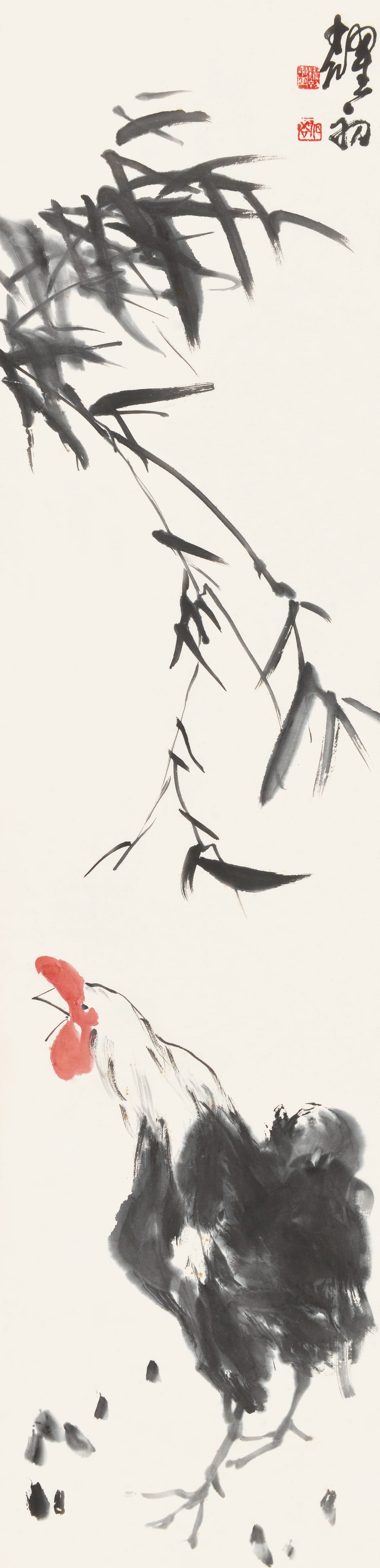 Rooster ,Shen Yaochu(1907—1990): 沈耀初,起家 鈐印：耀初書畫（白）旭谷（朱） Inscription：耀初&#