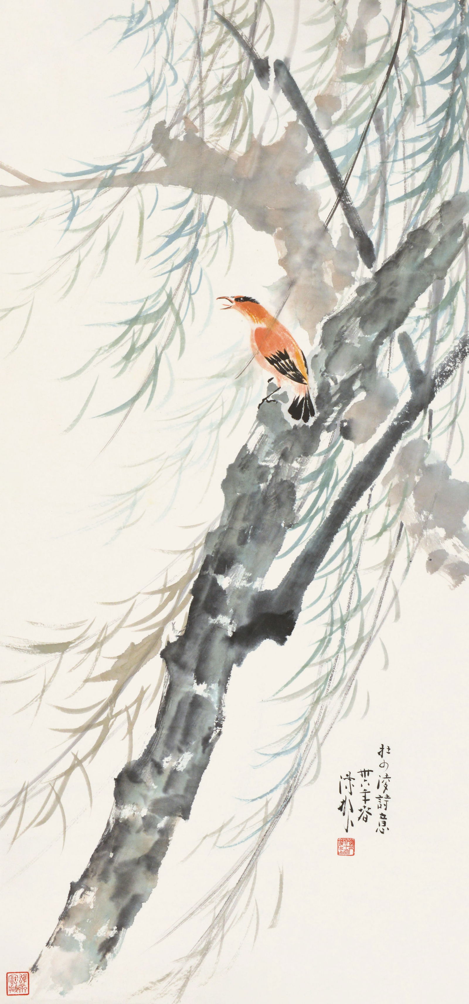 Birds and Flowers Chen Shuren(1883-1948): 陳樹人,花鳥 鈐印：樹人六十以後之作（朱） Inscription：杜少陵&#