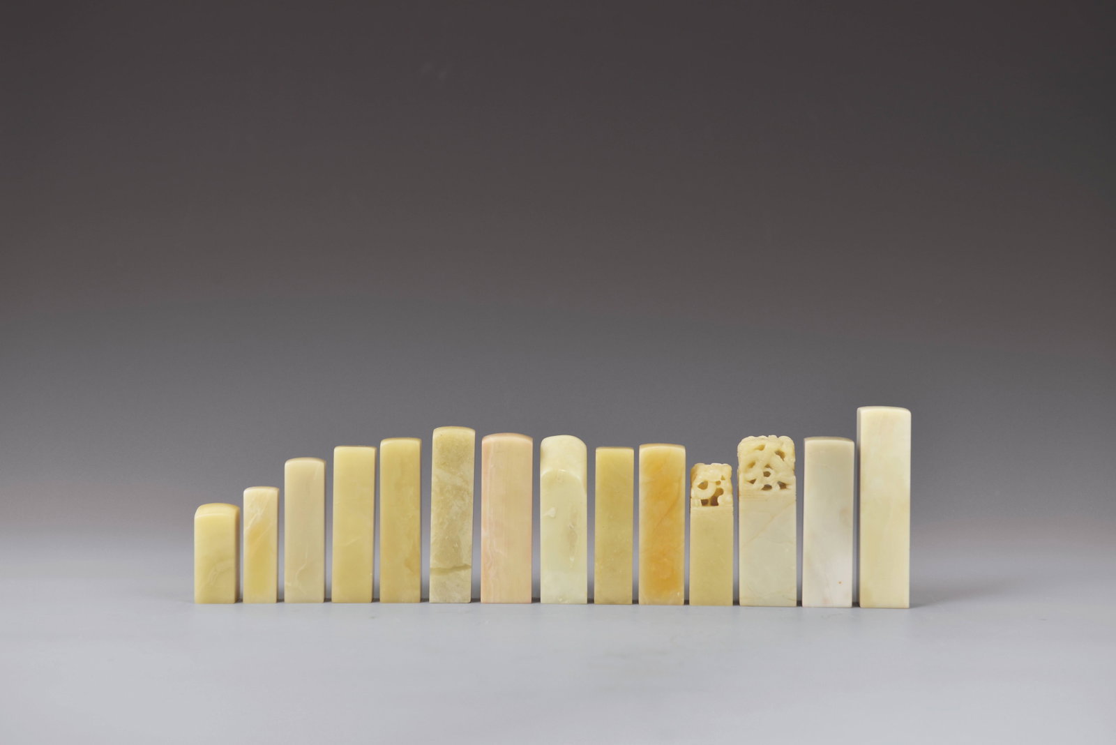 Group of 14 Qingtian seals: 青田石素章及鈕章1組14件
