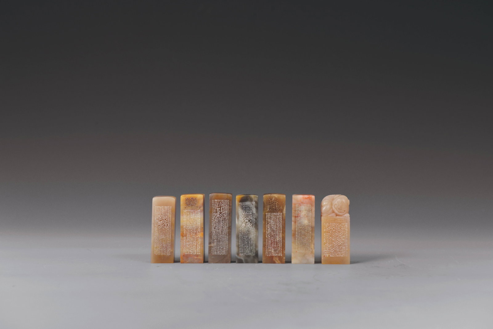 Group of 7inkstones: 昌化微刻一組7件 印石