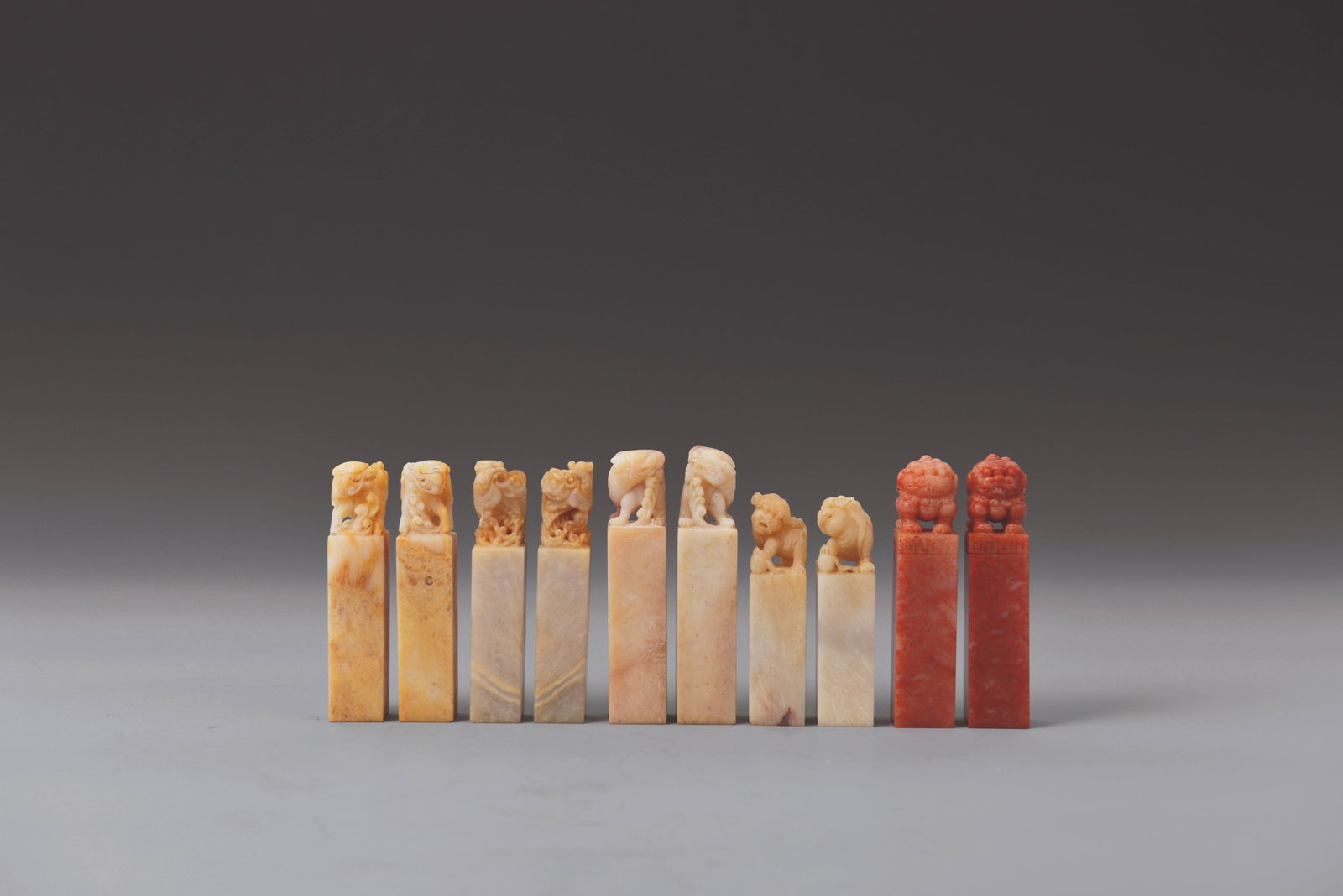 5 pairs of seal: 石瑞獸鈕對章五套（共十件）