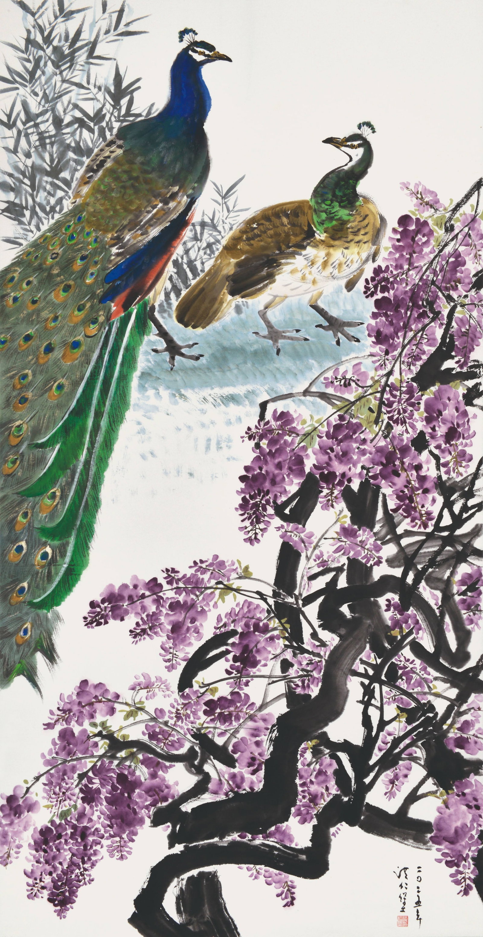 Colorful Birds Welcoming Spring,Hong Ren Bao: 洪仁堡 錦羽迎春 款識：二O二五年洪仁堡。 鈐印：洪仁堡