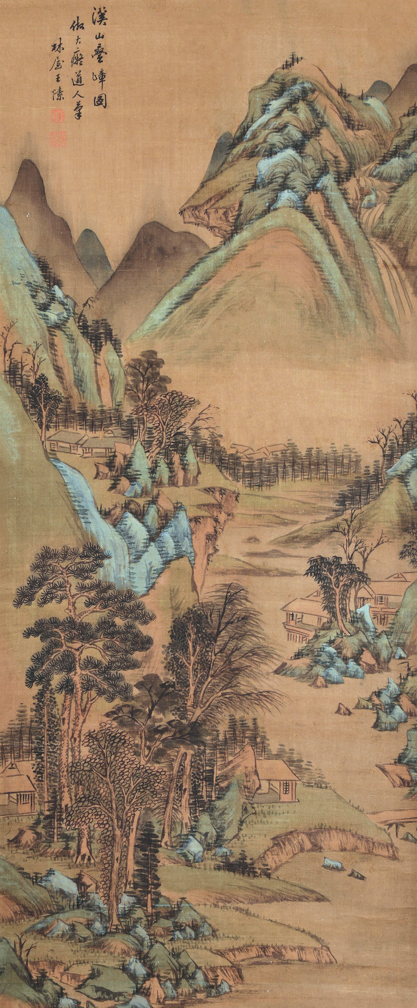 Landscape,Wang Su: 王愫 溪山疊嶂圖 款識：倣大癡道人筆。林屋王愫。 鈐印ʍ