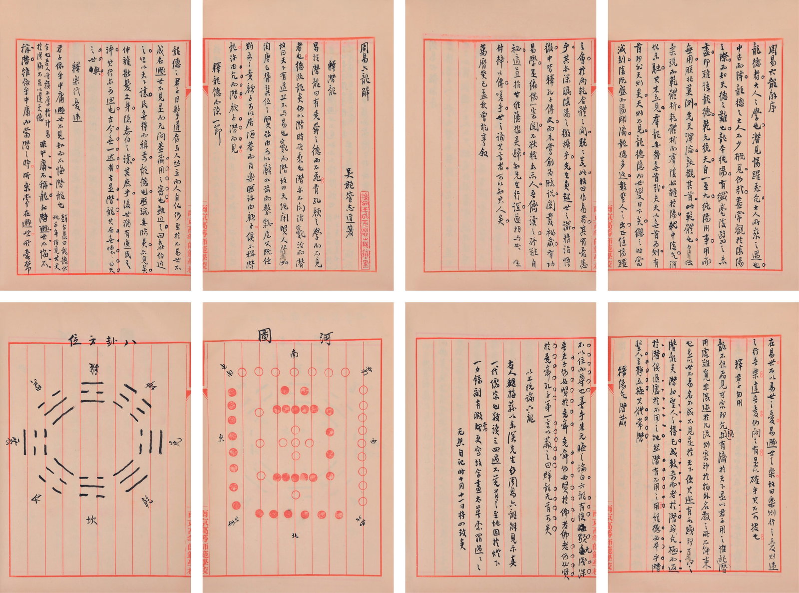 Manuscript of"ZhouYiDaLongJie",Wang BoHang: 王伯沆 手抄書《周易六龍解》