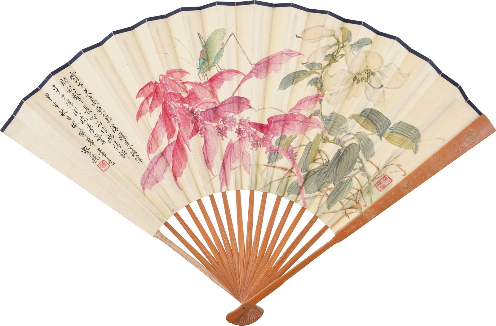 Flower,Tsai JenYuan(1897-1960): 蔡銑 花卉 款識：甲申秋日倣舜舉筆意。蔡銑。 鈐印：震ę