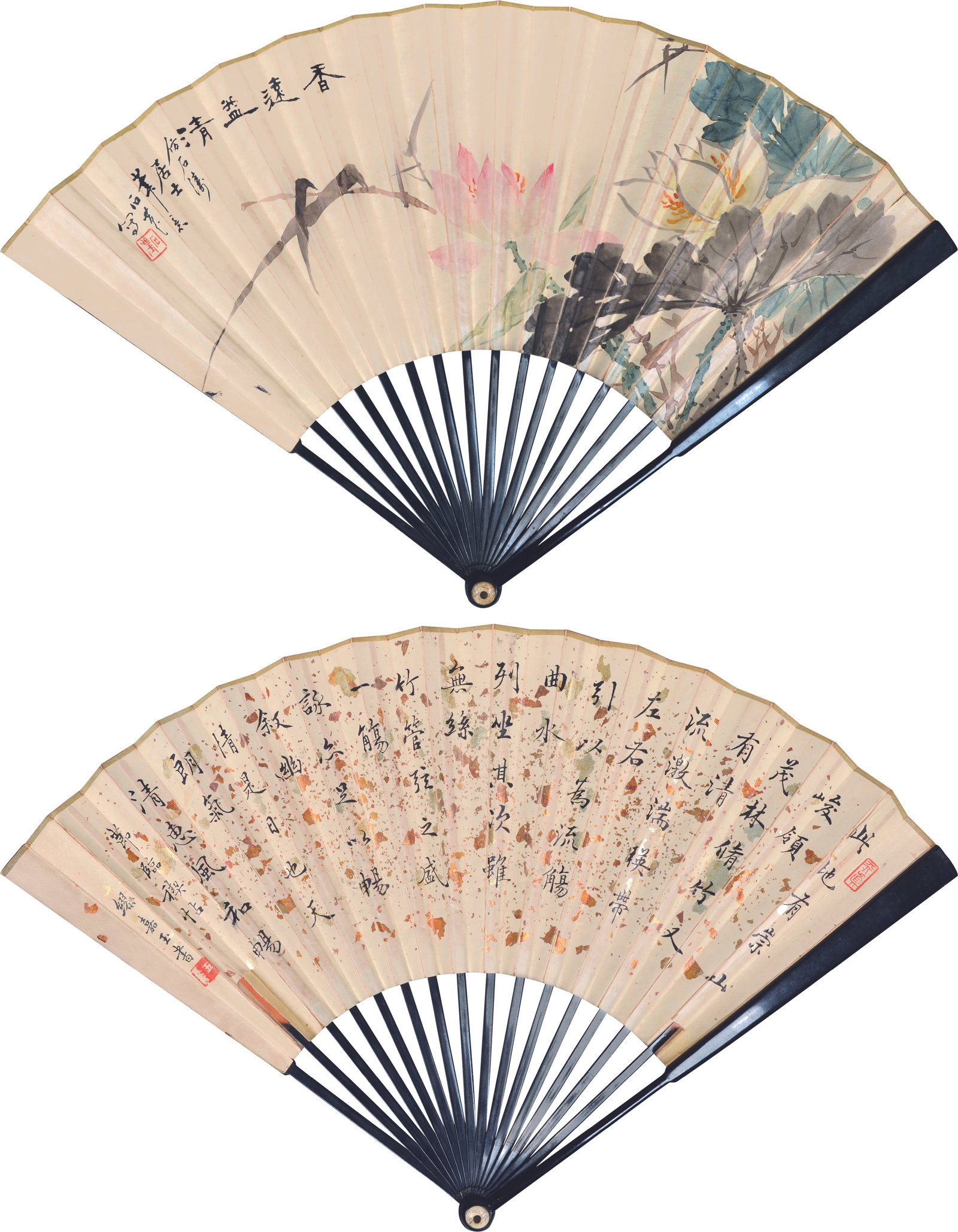 Fan,Liao JiaYu/Shi Nong: 廖嘉玉/石農 節臨禊帖/香遠益清扇子 款識：節臨禊帖，廖