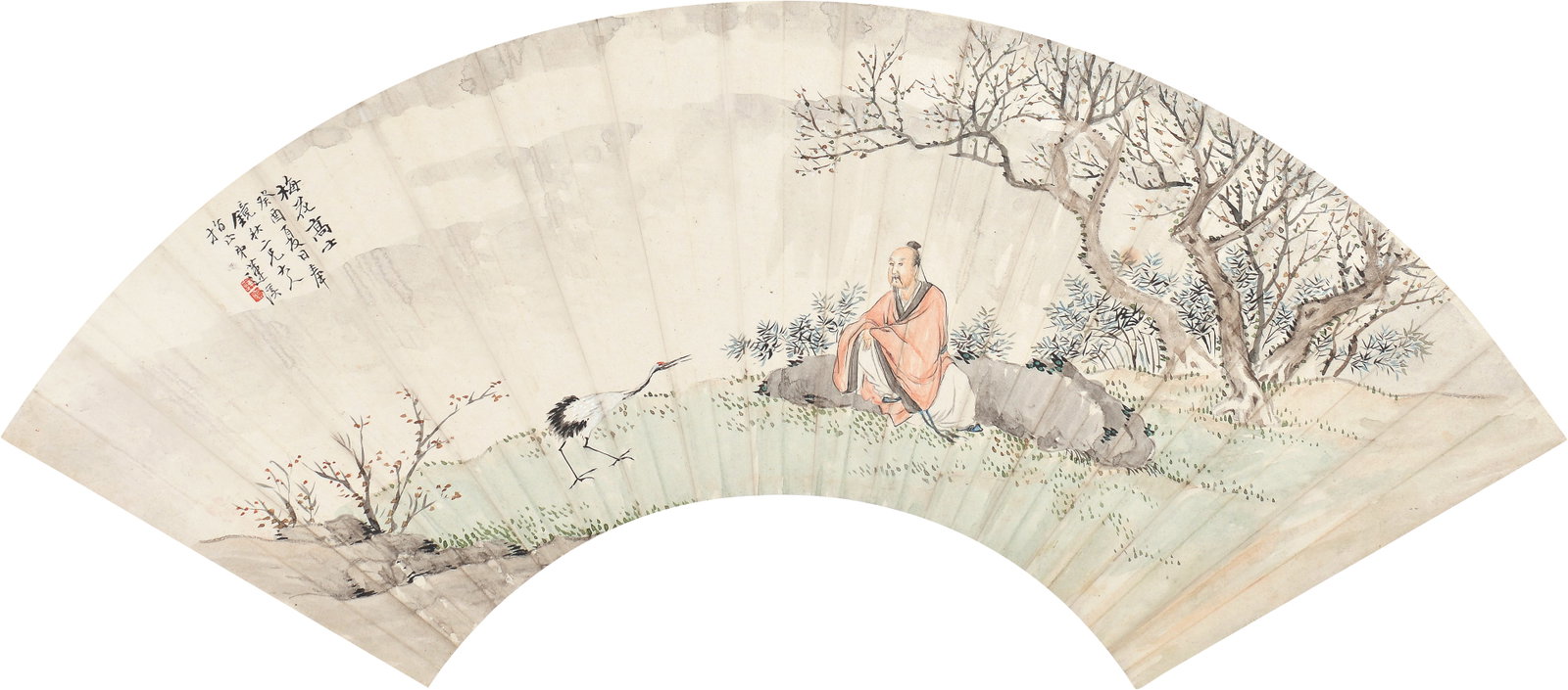 Scholar,Lian Xi(1816-1884): 蓮溪 梅花高士圖 款識：梅花高士，癸酉夏日，奉鏡秋二ࠠ