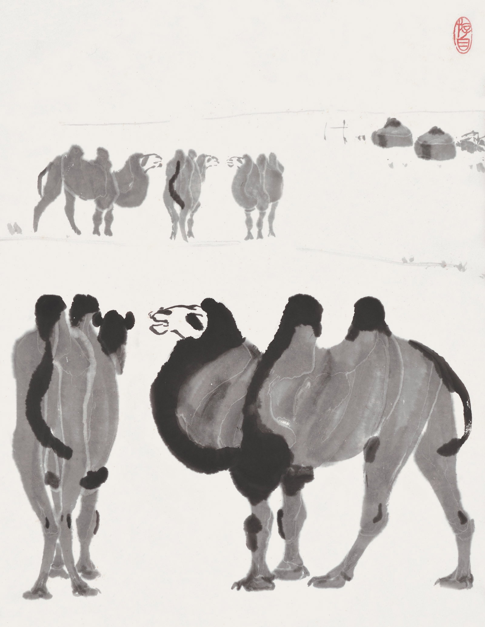 Camel,Wu ZuoRen(1908-1997): 吳作人 駱駝 鈐印：遊目（朱）