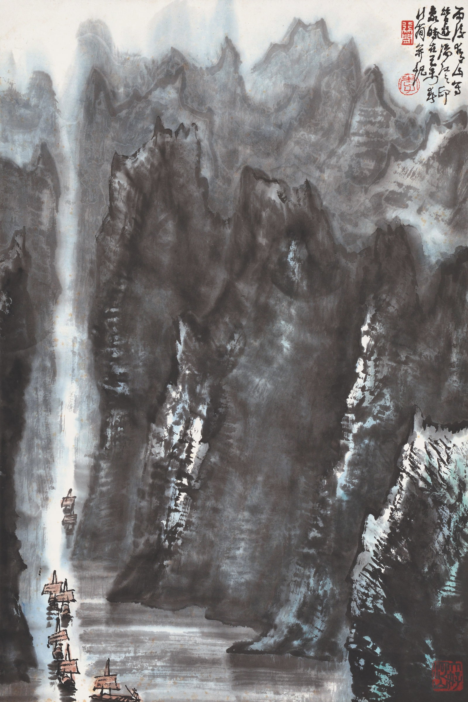 Landscape,Li XingJian: 李行簡 山水 鈐印:行簡(白)李(朱)