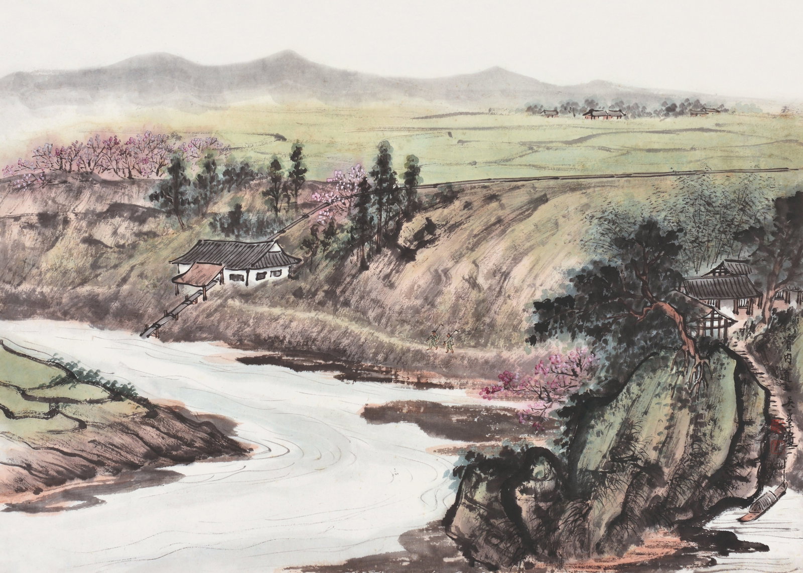 Landscape,Wu YiFeng: 吳一峰 資內道上 款識：吳一峰畫。 鈐印：吴立之印(白)一