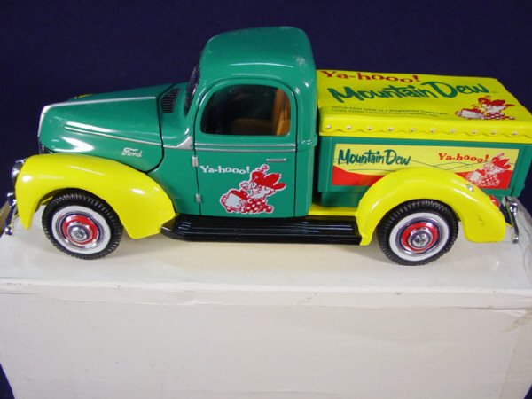 Ya-hooo Mountain Dew Metal truck bank: New in box. In excellent condition. 2 3/4" H X 7 1/4" L 5.00 Ebay Category Number 223 Condition Excellent