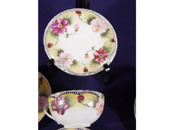 Set of 4 Hand Painted Cups & Saucers - 2