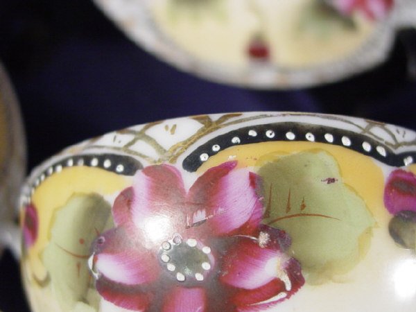 Set of 4 Hand Painted Cups & Saucers - 3