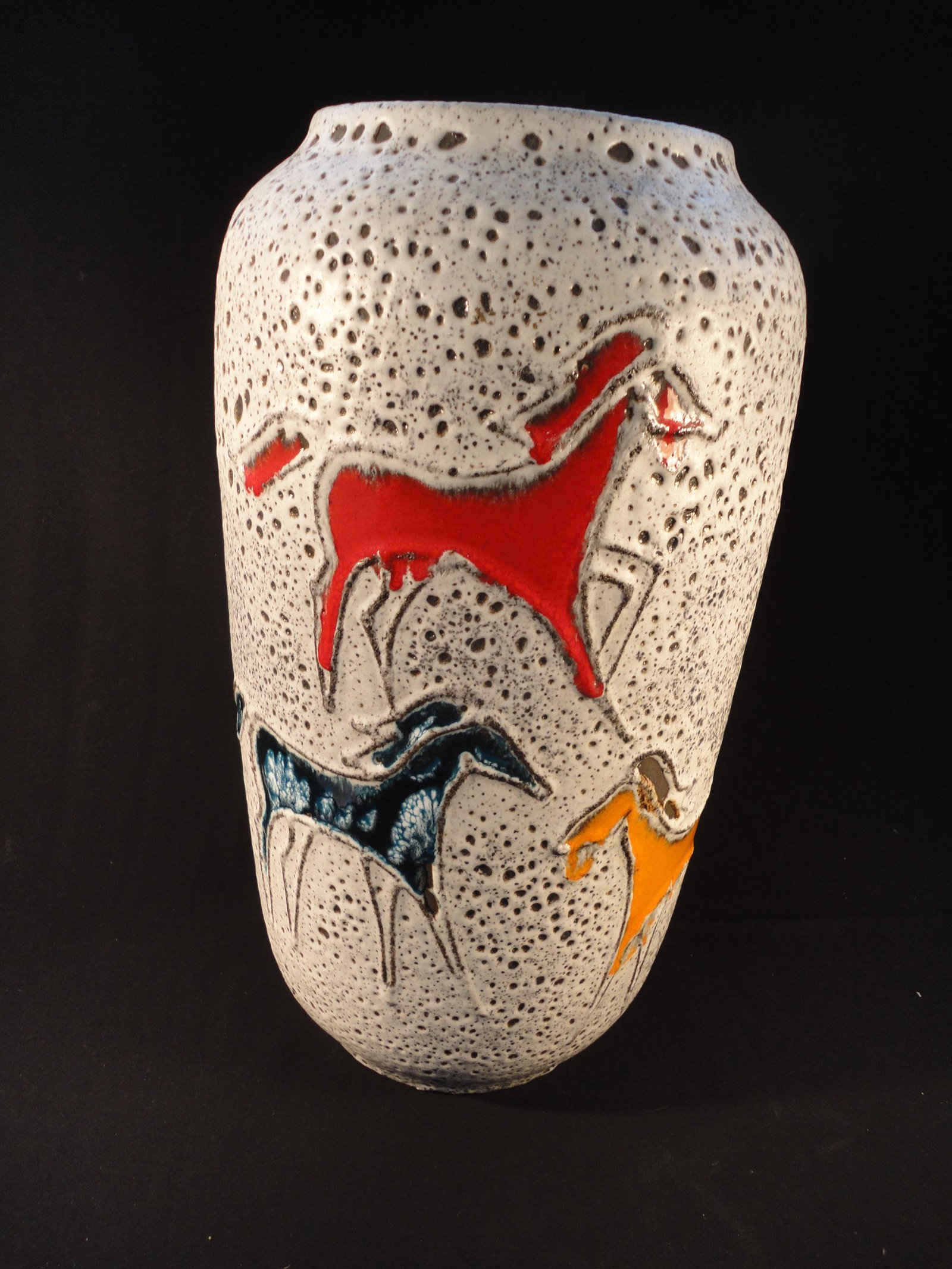 Vintage Scheurich Fat Lava Multi-Color Horse Floor Vase 546-50. Mid Century Modern. (1 of 5)