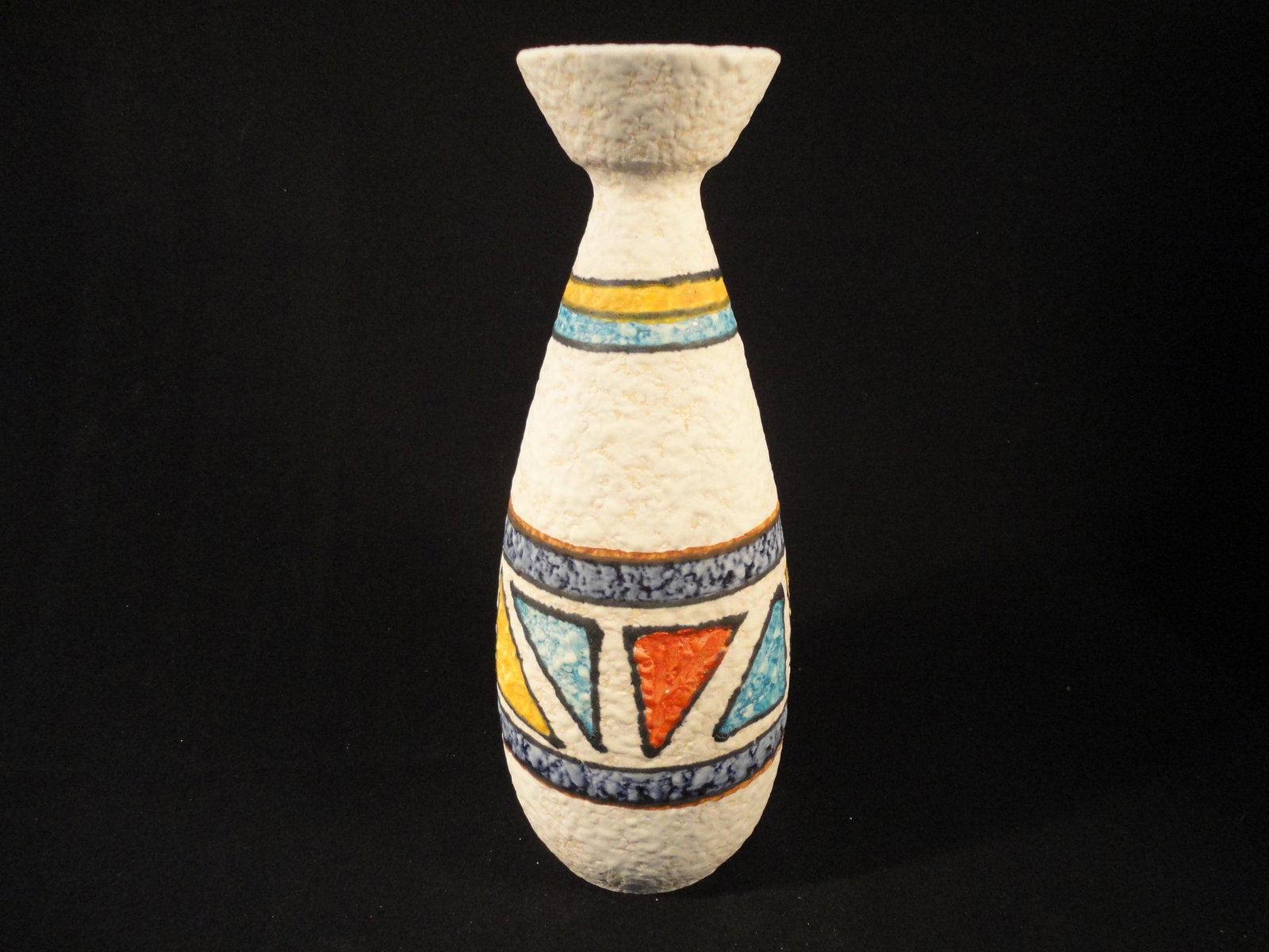 Vintage Uebelacker Keramik Vase 488-26 Multi Color Geometric - Germany - Mid Century Modern. (1 of 5)