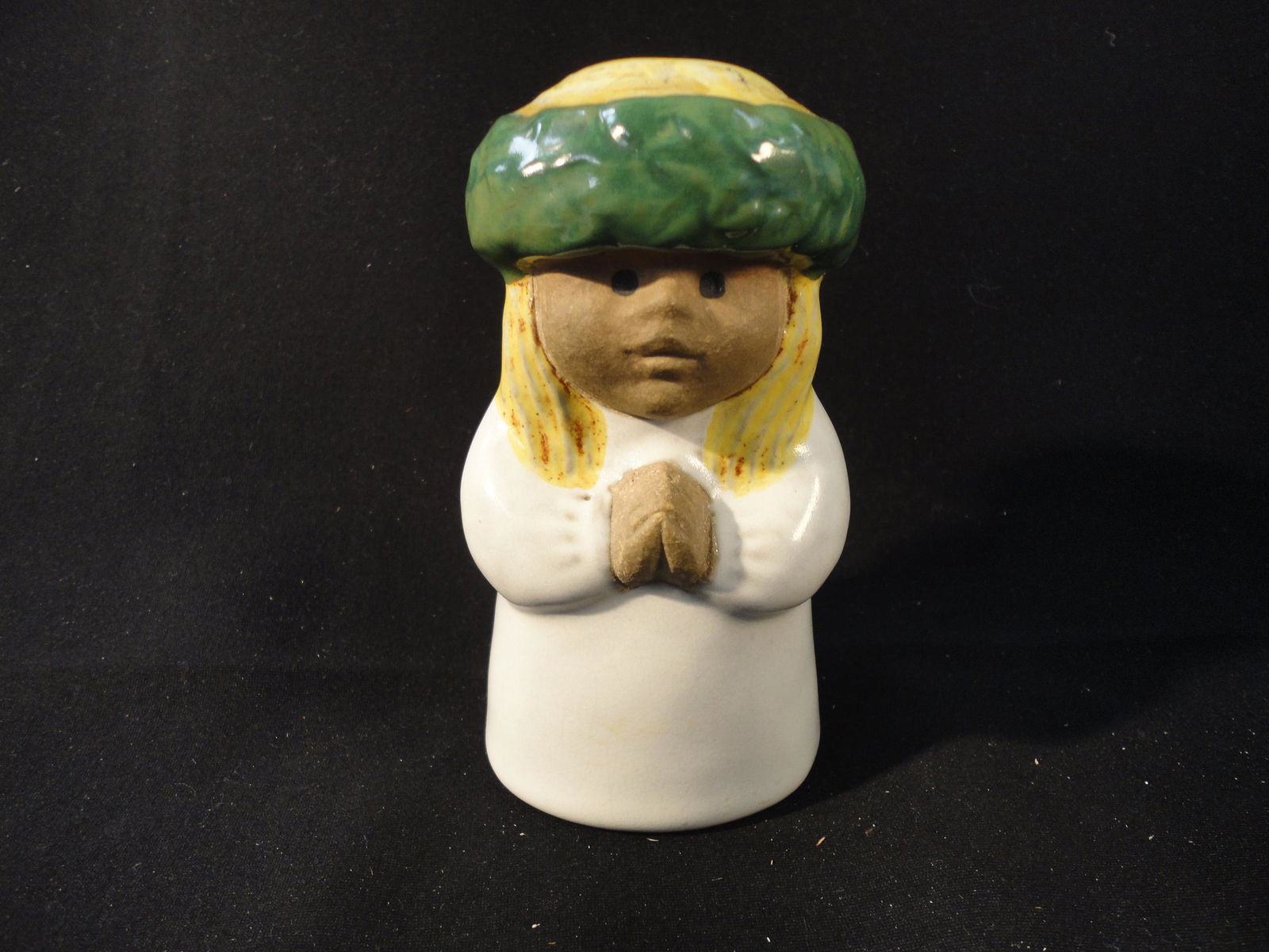 Vintage Lisa Larson Candlestick - Lucia from the Series Adventsbarn Blond Girl - Gustavsberg Sweden: Vintage Lisa Larson Candlestick - Lucia from the Series Adventsbarn Blond Girl - Gustavsberg Sweden. This Candlestick is in Excellent Condition with no chips or cracks. It measures 11.5 cm tall. (4.5