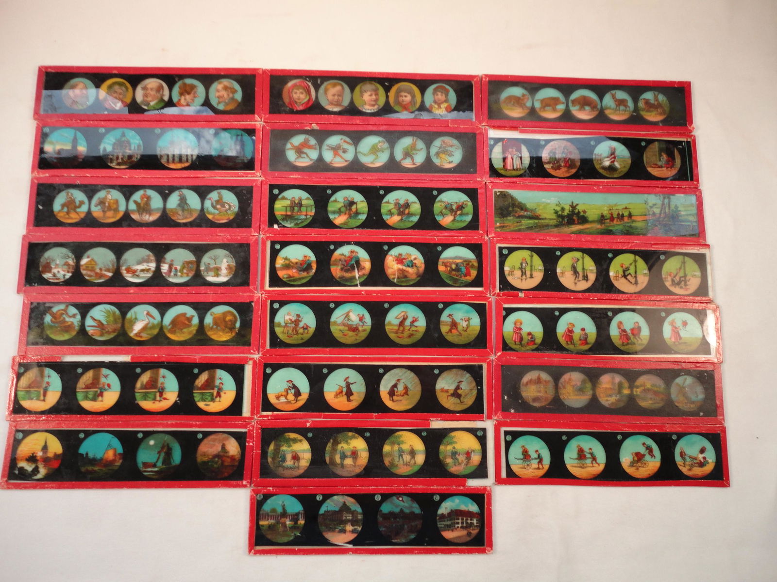 Lot of 22 Antique Glass Magic Lantern Slides. Comical, People, Animals & More (1 of 10)