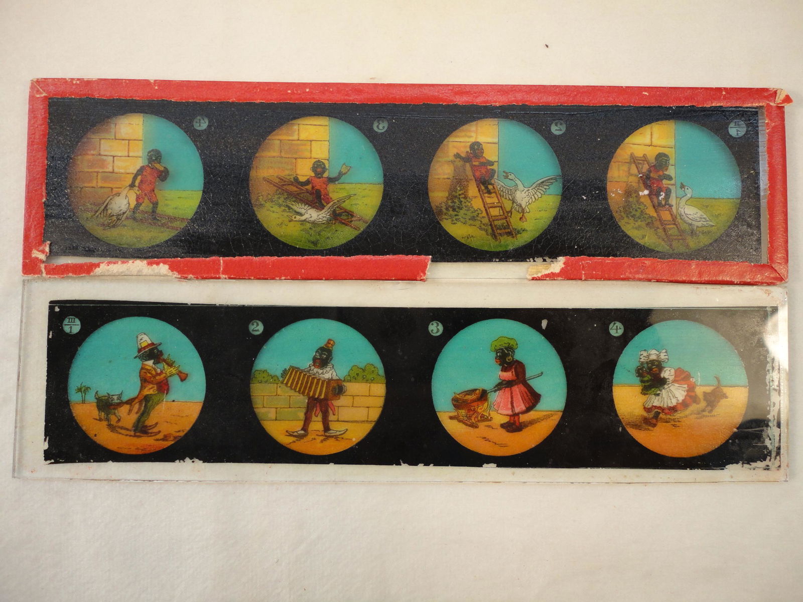 Lot of 2 Antique Black Americana Glass Magic Lantern Slides. (1 of 3)
