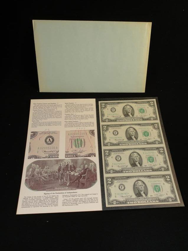 Uncut Sheet of Four $2 Dollar Star Note Bills Atlanta - Bureau Printing Engraving. These (1 of 7)