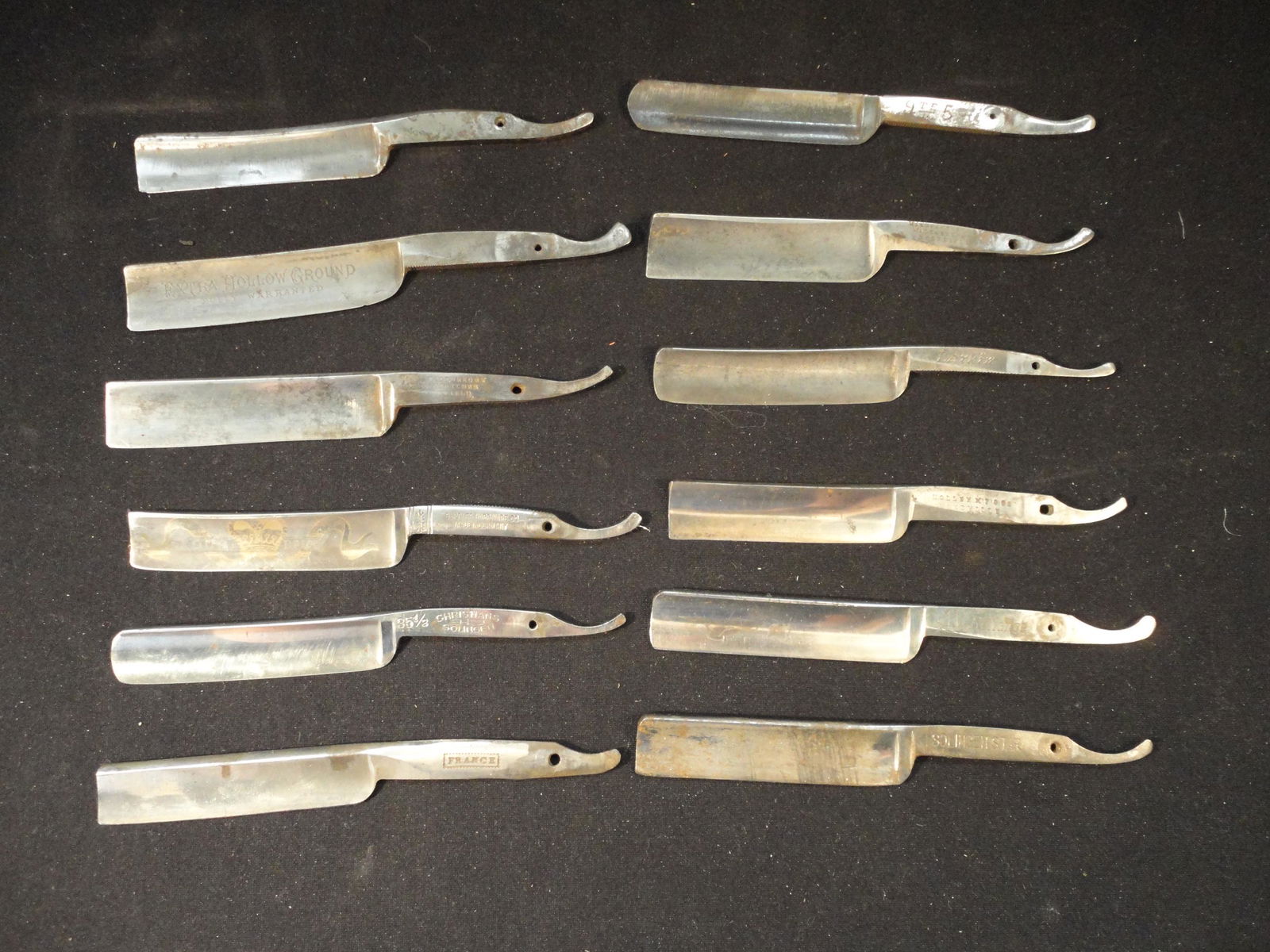 Lot of 12 Antique Straight Razor Blades. Blades only. (1 of 6)