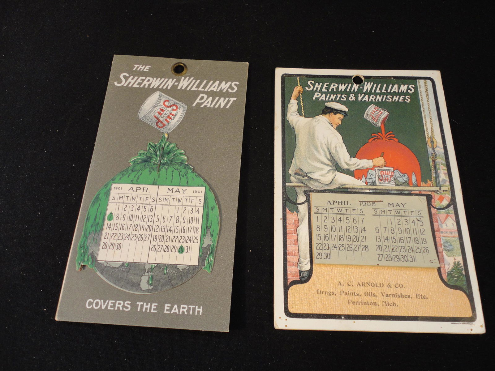 Lot Of 2 Rare Antique Sherwin Williams Paint Advertising Calendars 1901 & 1906. Auction