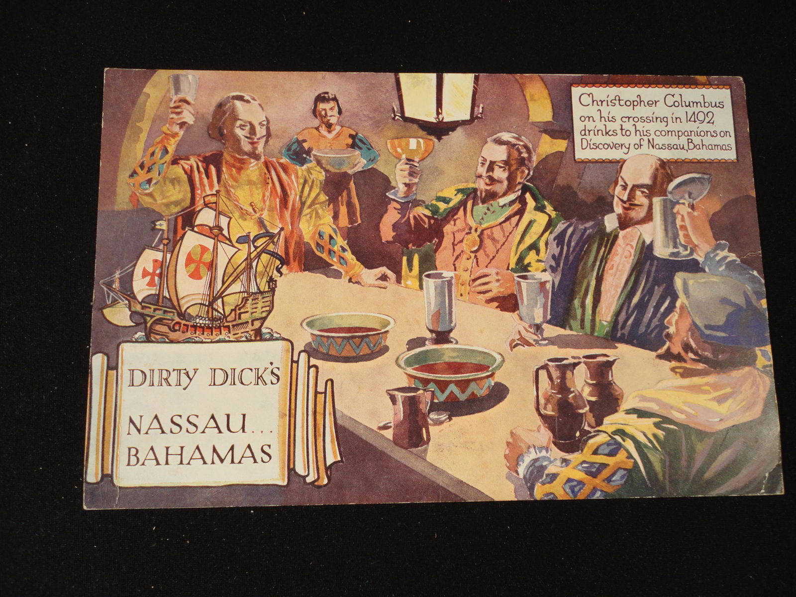 Rare Vintage Dirty Dicks Hotel Bar - Tri Fold Drink Menu - Nassau Bahamas (Unfolded). (1 of 4)