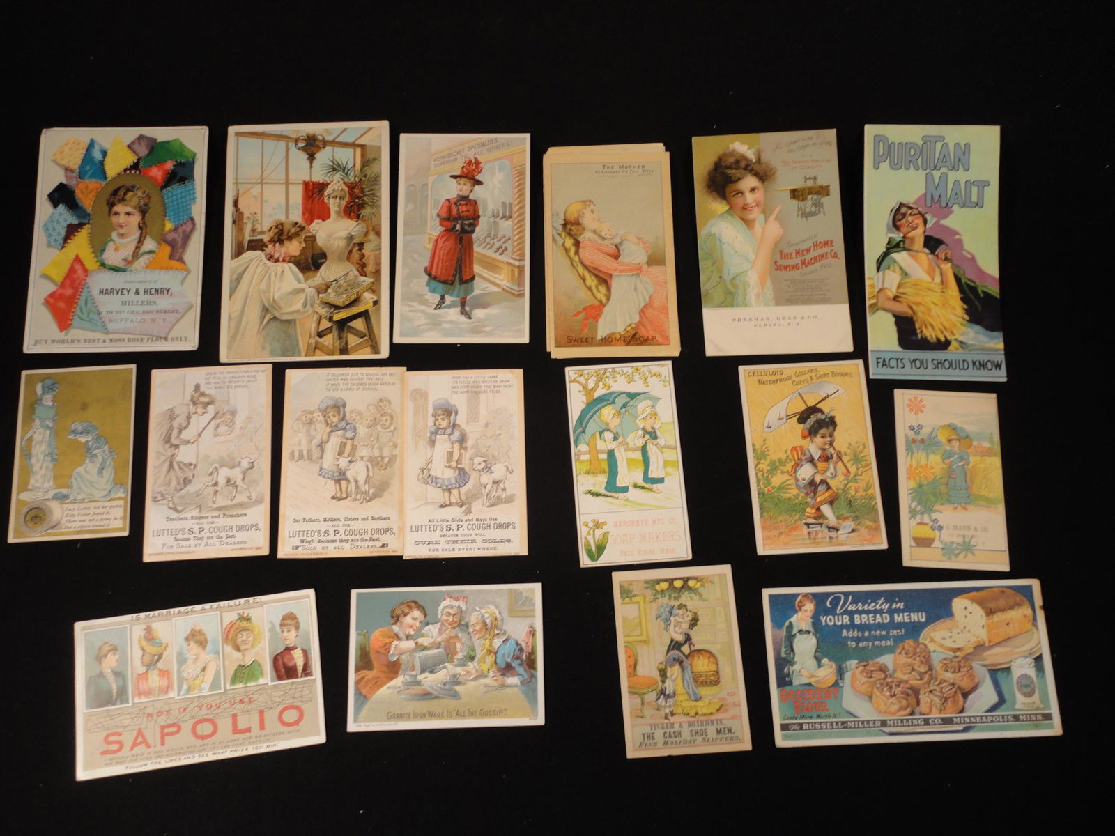 Antique Lot of 14 Victorian Trade Advertising Cards All with Women - Various Companies (1 of 8)