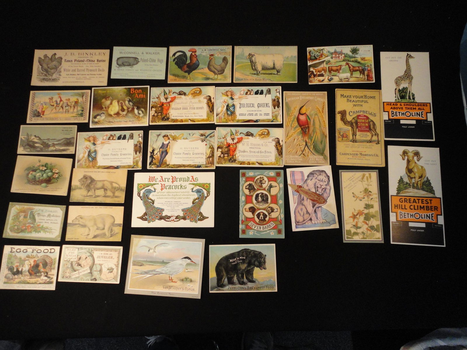 Antique Lot of 29 Victorian Trade Advertising Cards All with Animals - Various Companies. (1 of 11)