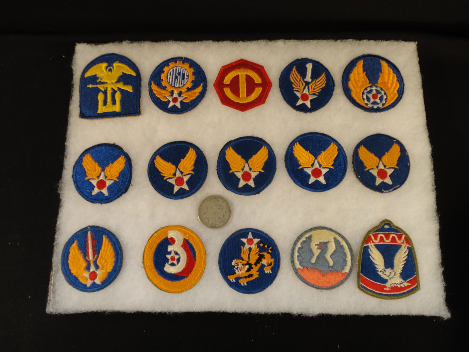 Lot of 15 Vintage WW2 Airforce Patches.: Lot of 15 Vintage WW2 Airforce Patches. These patches are all in Excellent Condition as pictured. You get all the patches for one bid as pictured. See pictures for complete condition and description.