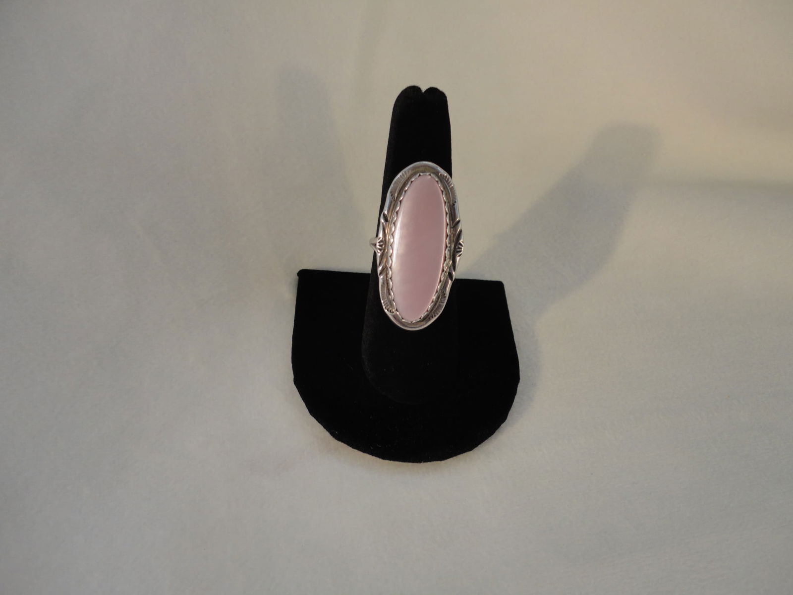 Vintage Navajo Clarence Bailon, Santo Domingo Pueblo, Signed Sterling Silver Pink Mother of Pearl (1 of 3)
