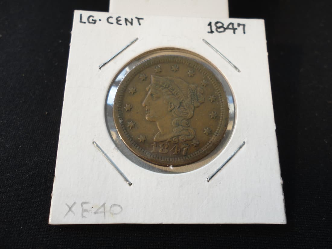 1847 Braided Hair Liberty Head Large Cent Coin (1 of 4)