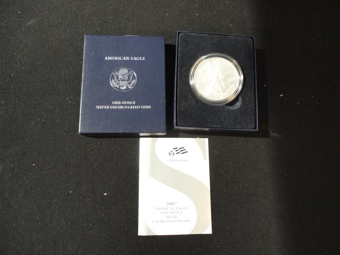 2007-W American Silver Eagle One Ounce Silver Uncirculated Coin in OGP w/COA (1 of 6)
