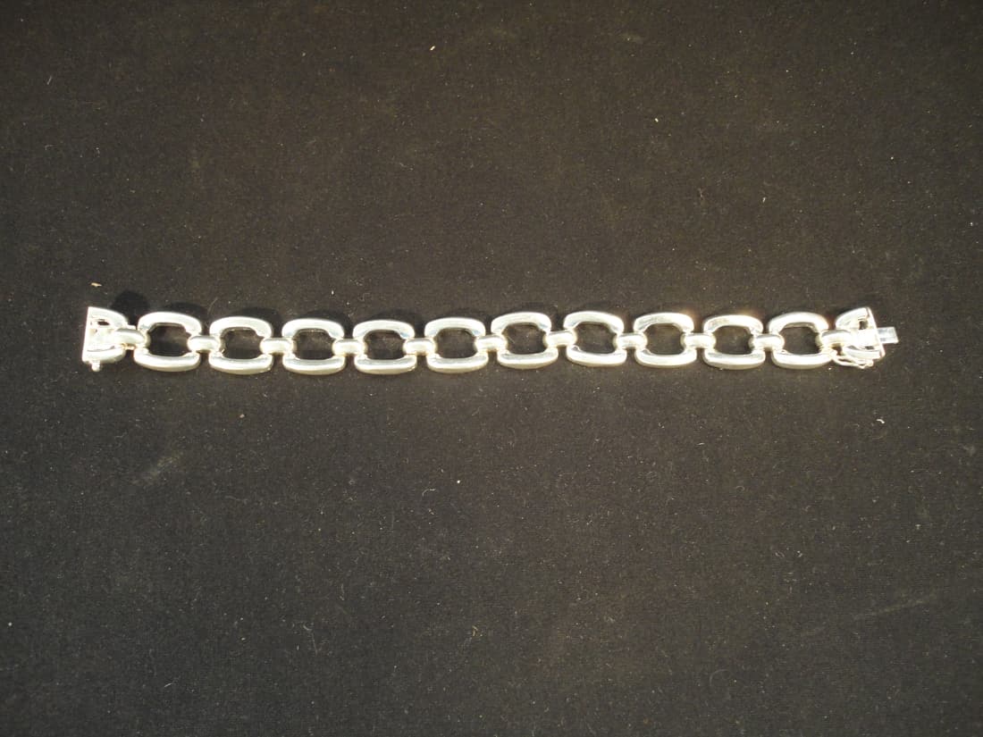 Vintage Sterling Silver Polished Square Link Bracelet - 7.75 inches (1 of 4)