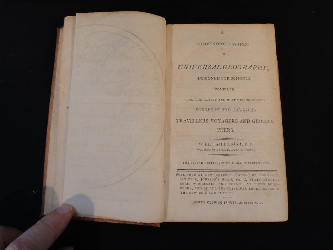1807 A Compendious System Of Universal Geography by Parish, Elijah.: 1807 A Compendious System Of Universal Geography by Parish, Elijah. This book is in Good or much better conditon as pictured. It has a fold out map of the world on 2nd page and a fold out map of North