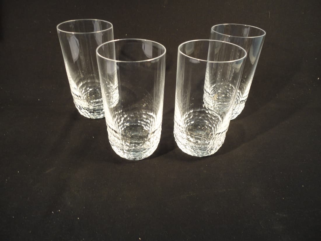 Set of 4 Signed Ralph Lauren Crystal Highball Glasses in the Hewitt pattern. (1 of 3)