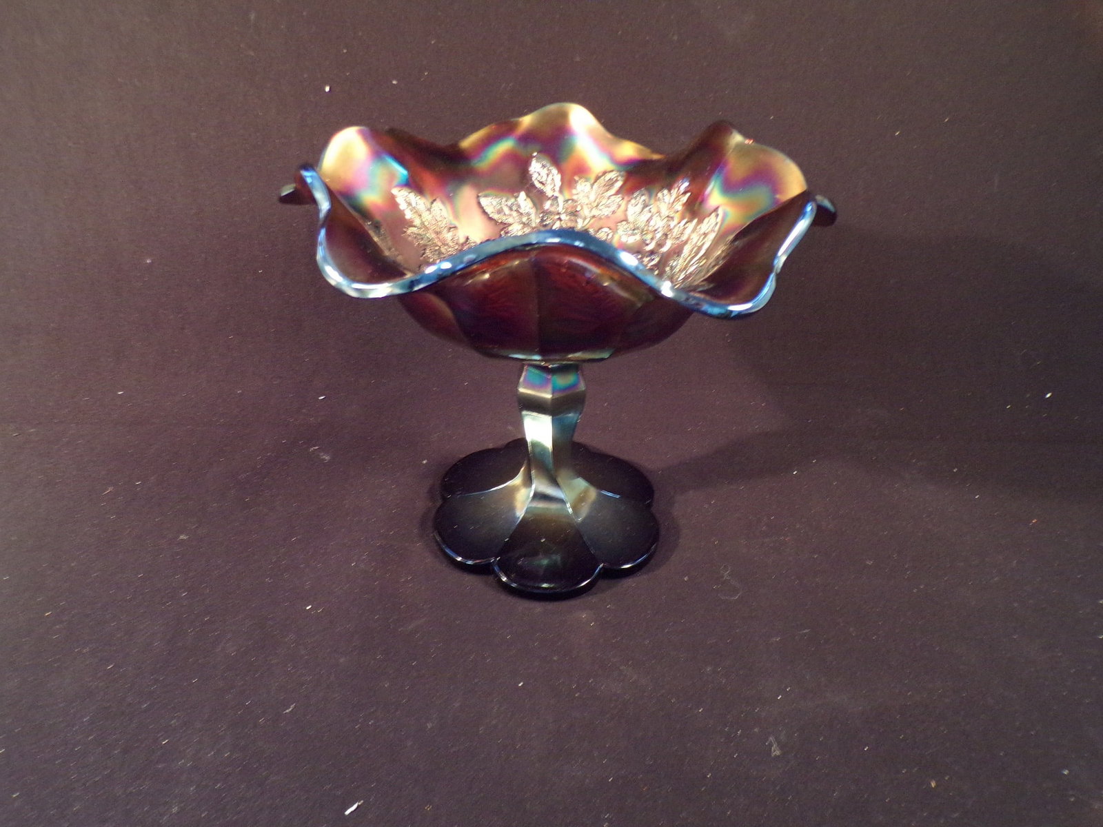 Rare Millersburg Amethyst Carnival Glass Peacock and Urn Giant Compote. (1 of 4)