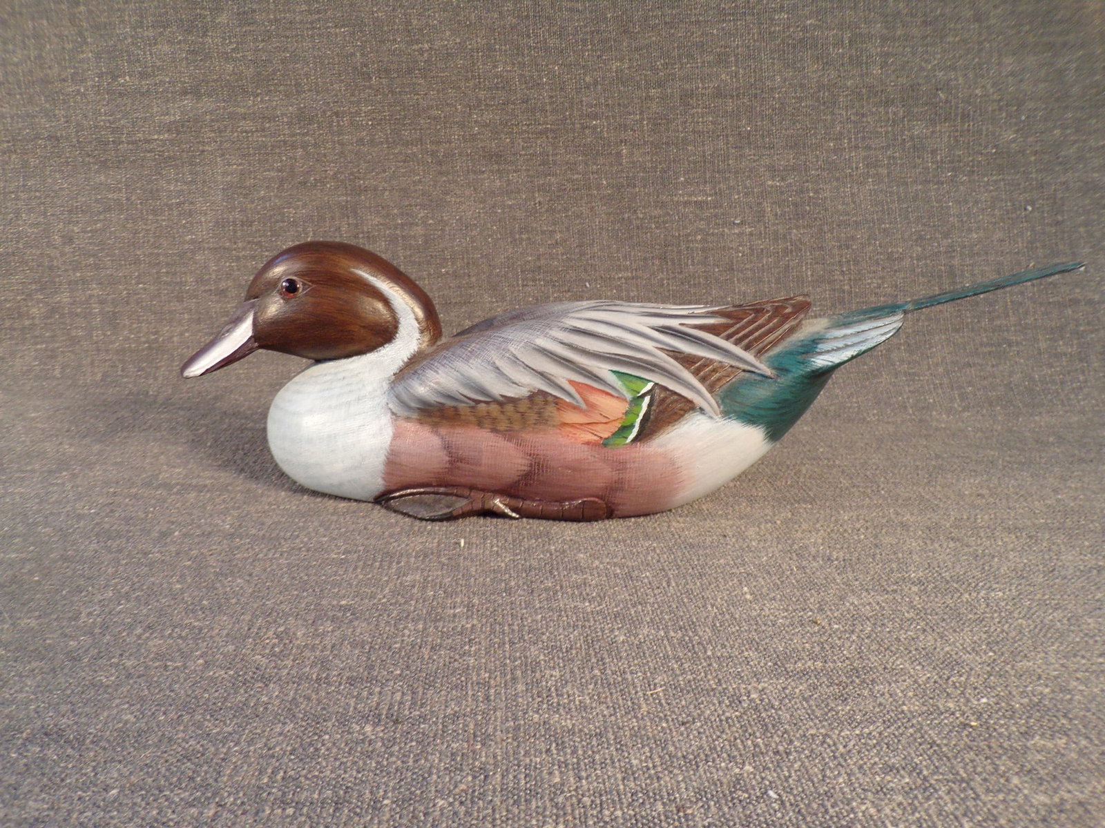 Vintage Artisan Carved Hand Painted Wood Duck Decoy 12" PinTail Unsigned (1 of 3)