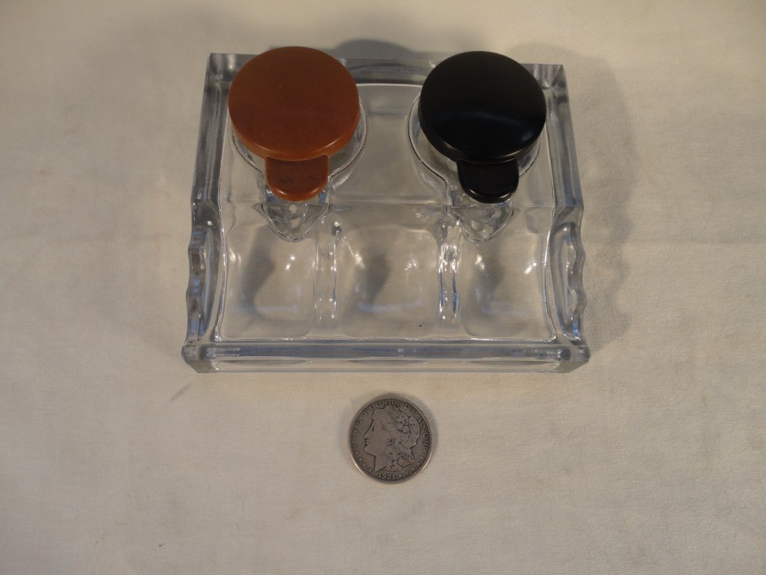 Antique GEM Glass Inkwell by C & D MFG CO. New York (1 of 6)