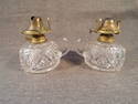 Antique Matched Pair of 1880's Blown Glass "Diamond Sawtooth & Sheath" Oil Lamps