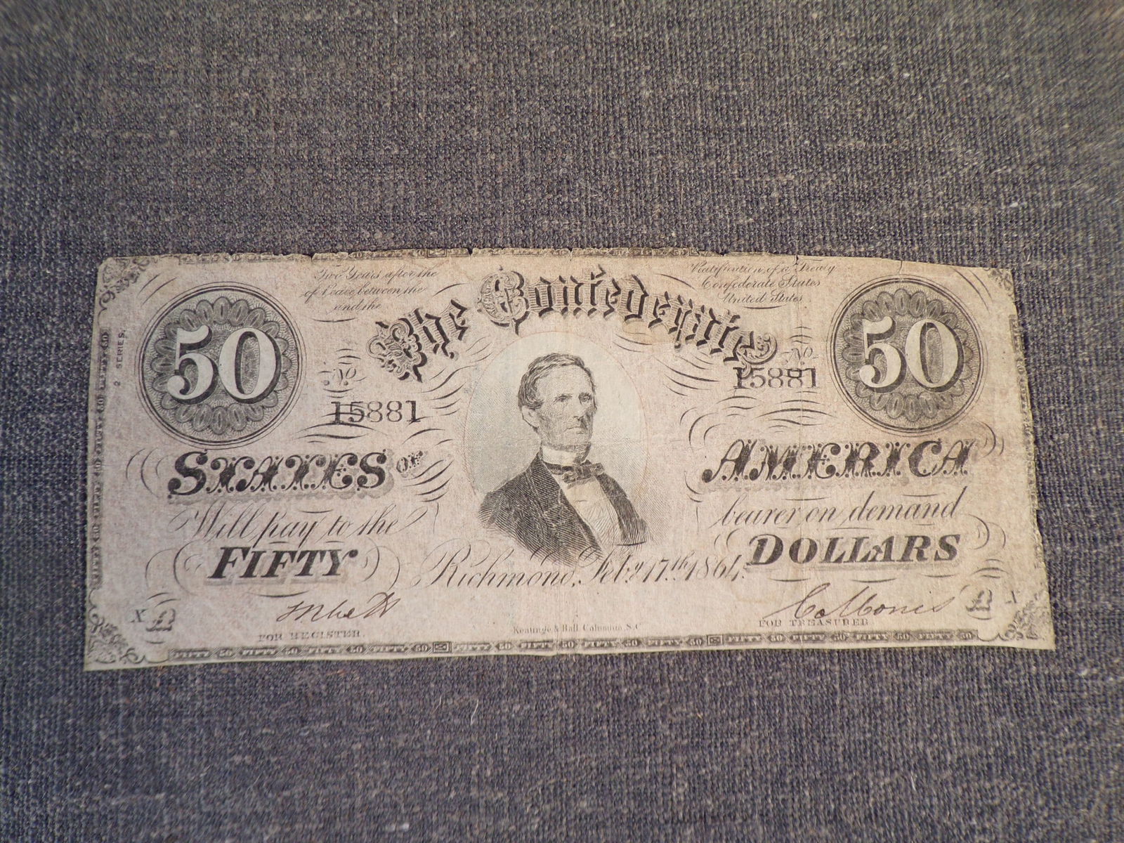 1864 $50 XA Confederate Paper Money -Fifty Dollar Bill Confederate States of America: 1864 $50 XA Confederate Paper Money -Fifty Dollar Bill Confederate States of America. This $50 XA Confederate Paper Currency is in Very Good or better condition as pictured. It is uncertified and ungr