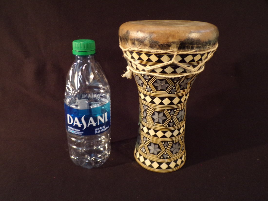 Vintage Egyptian Red Clay Handmade Tabla Drum Doumbek Goat Skin Inlaid. (1 of 5)